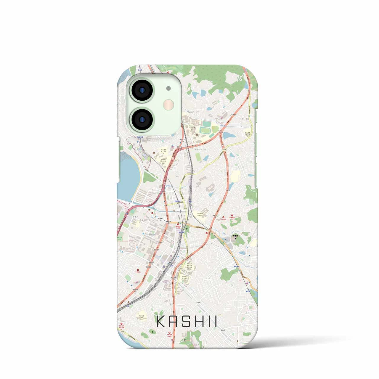 【香椎】地図柄iPhoneケース（バックカバータイプ・ナチュラル）iPhone 12 mini 用