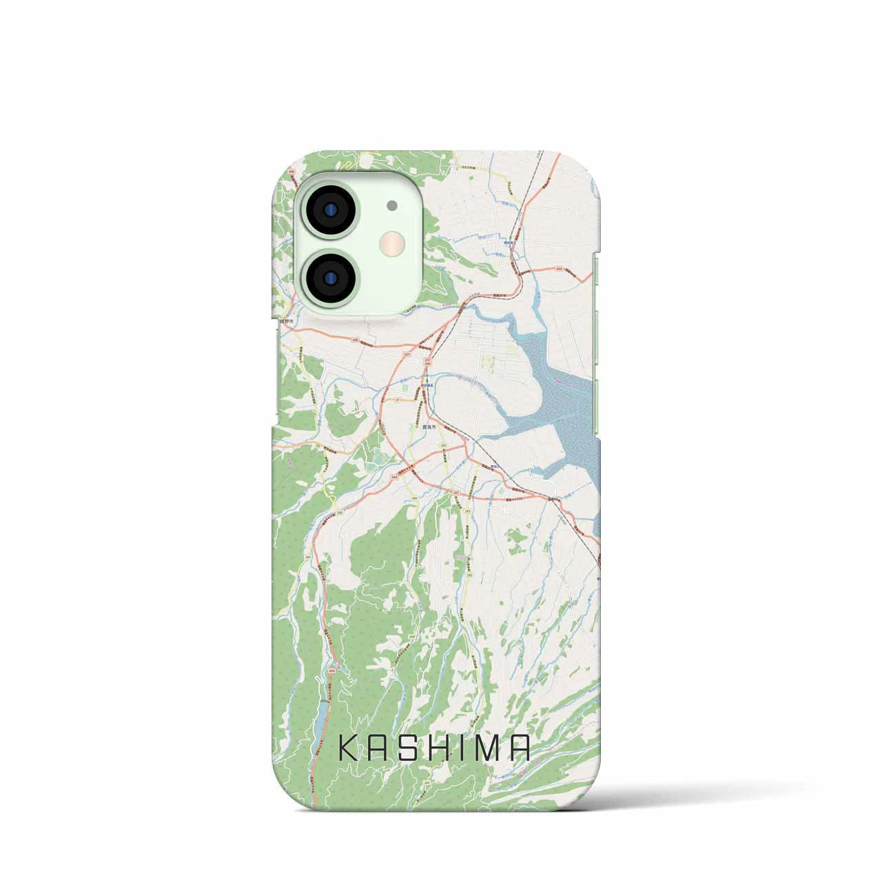 【鹿島（佐賀県）】地図柄iPhoneケース（バックカバータイプ・ナチュラル）iPhone 12 mini 用