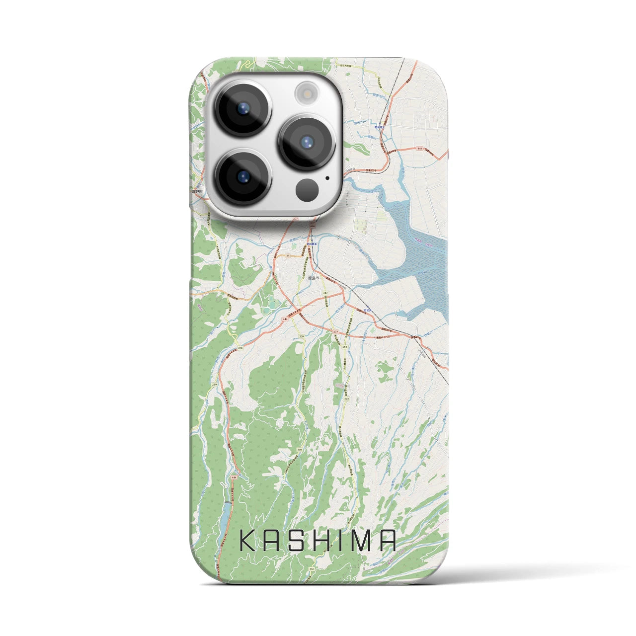 【鹿島（佐賀県）】地図柄iPhoneケース（バックカバータイプ・ナチュラル）iPhone 14 Pro 用