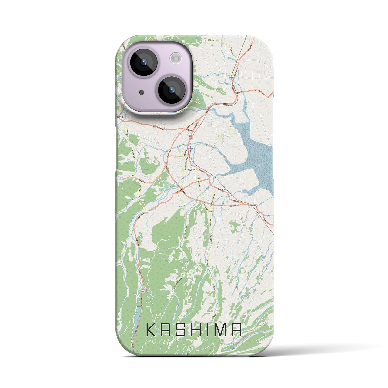 【鹿島（佐賀県）】地図柄iPhoneケース（バックカバータイプ・ナチュラル）iPhone 14 用