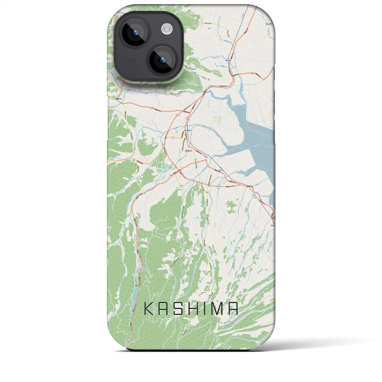 【鹿島（佐賀県）】地図柄iPhoneケース（バックカバータイプ・ナチュラル）iPhone 14 Plus 用