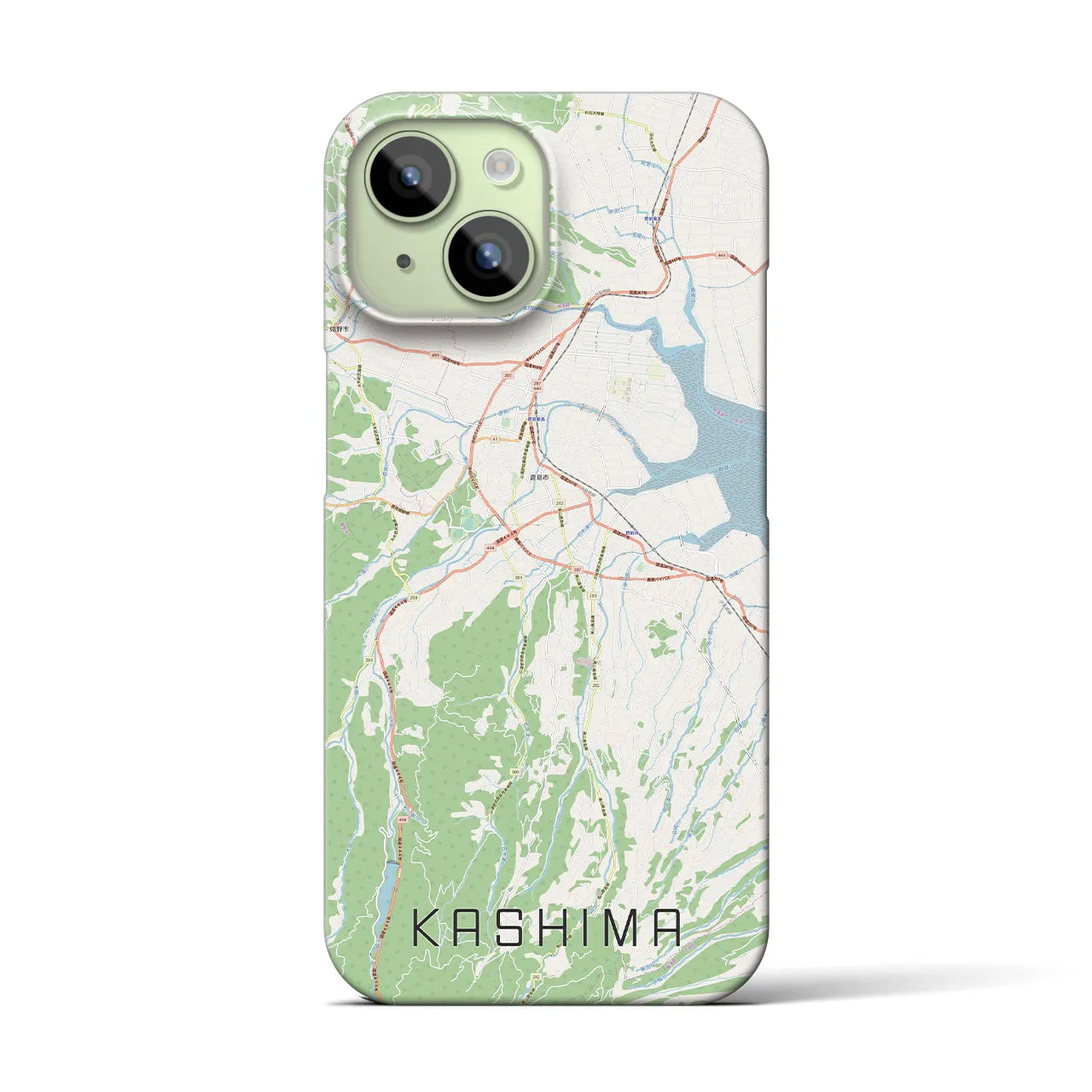 【鹿島（佐賀県）】地図柄iPhoneケース（バックカバータイプ・ナチュラル）iPhone 15 用