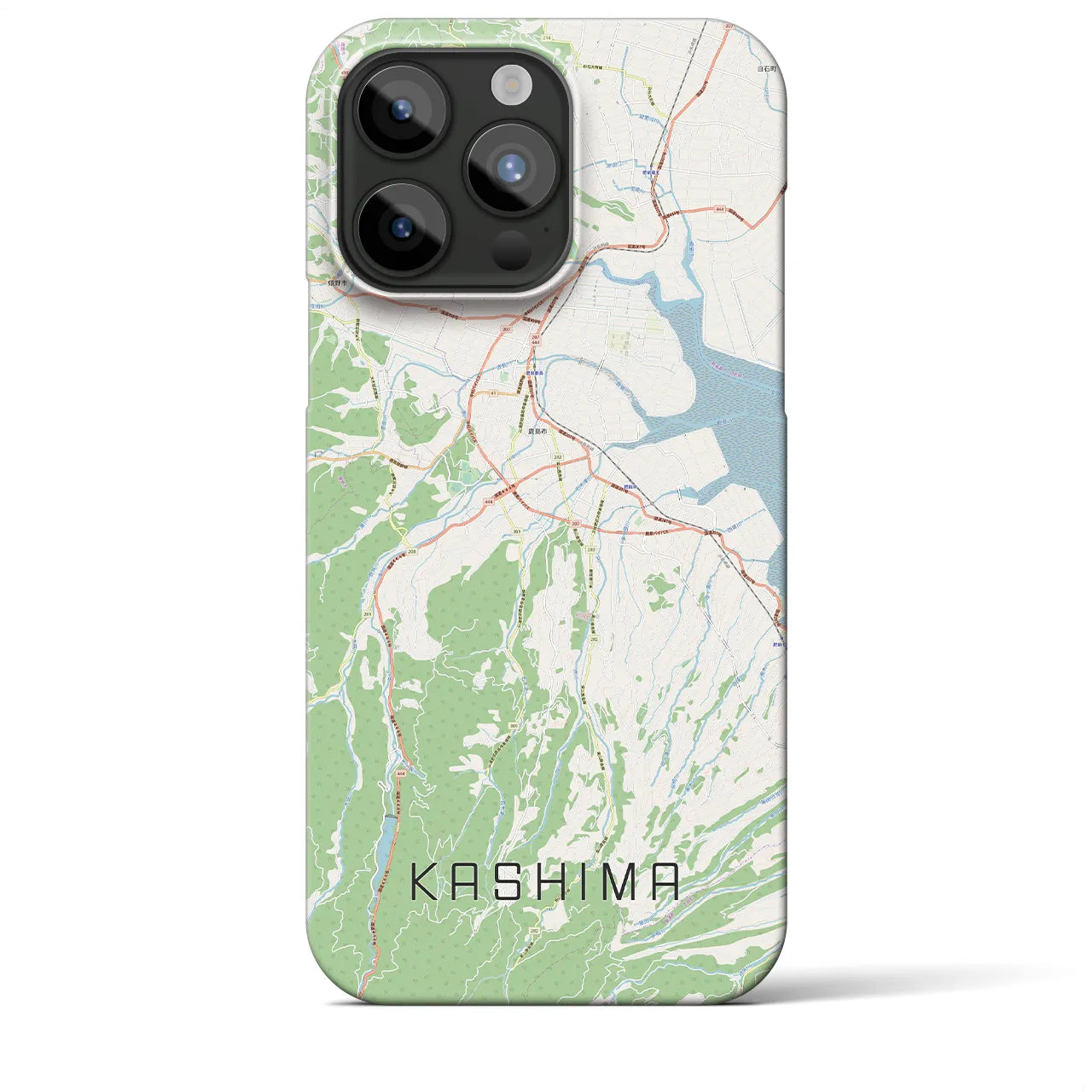 【鹿島（佐賀県）】地図柄iPhoneケース（バックカバータイプ・ナチュラル）iPhone 15 Pro Max 用