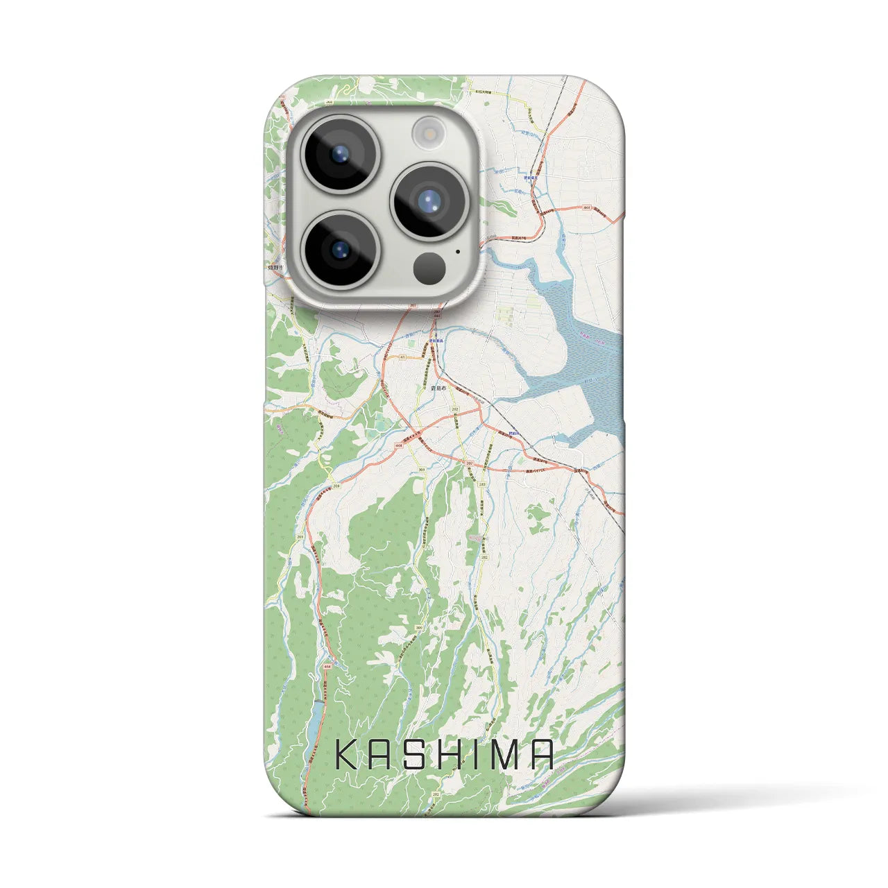 【鹿島（佐賀県）】地図柄iPhoneケース（バックカバータイプ・ナチュラル）iPhone 15 Pro 用
