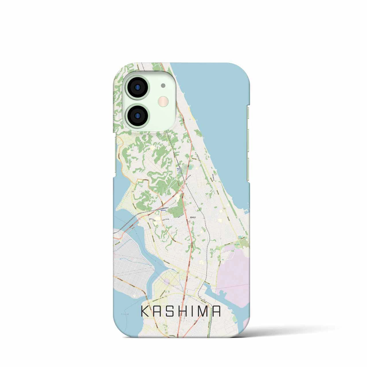 【鹿島】地図柄iPhoneケース（バックカバータイプ・ナチュラル）iPhone 12 mini 用