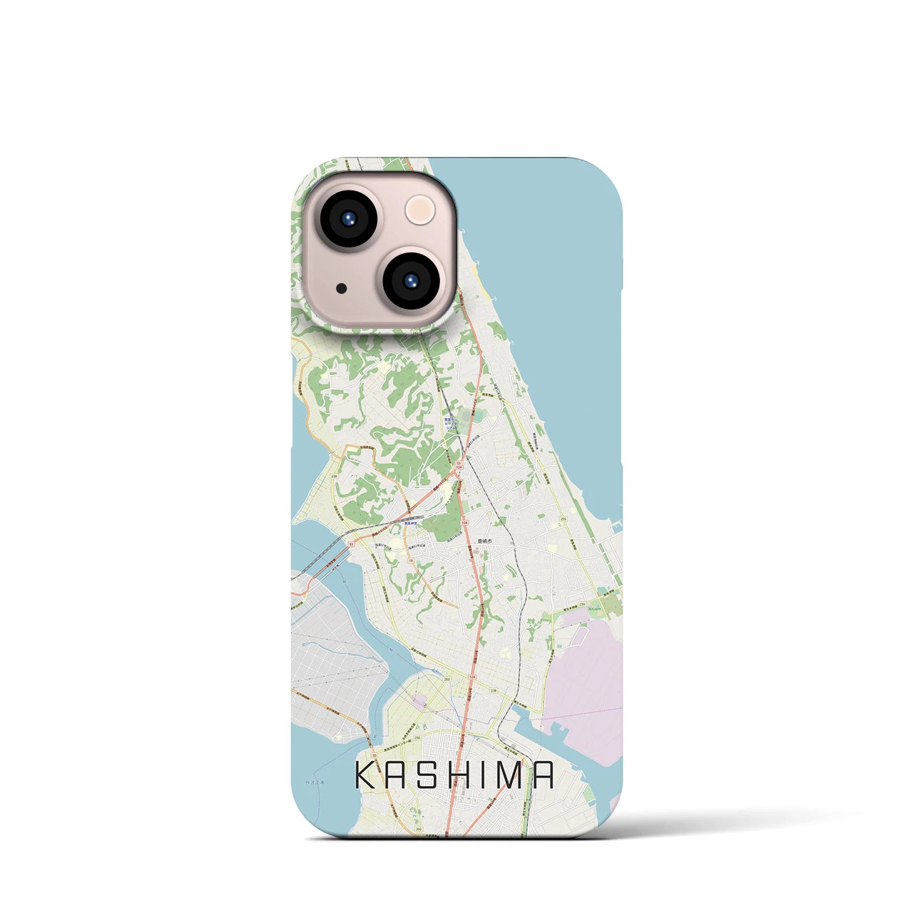 【鹿島】地図柄iPhoneケース（バックカバータイプ・ナチュラル）iPhone 13 mini 用