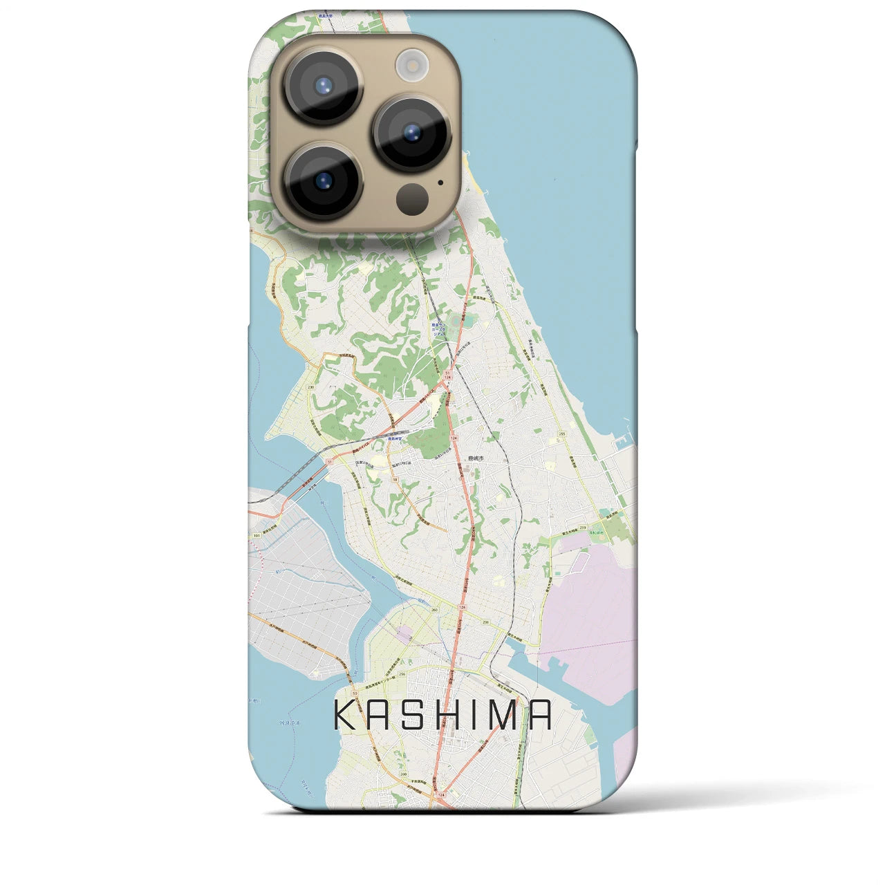 【鹿島】地図柄iPhoneケース（バックカバータイプ・ナチュラル）iPhone 14 Pro Max 用