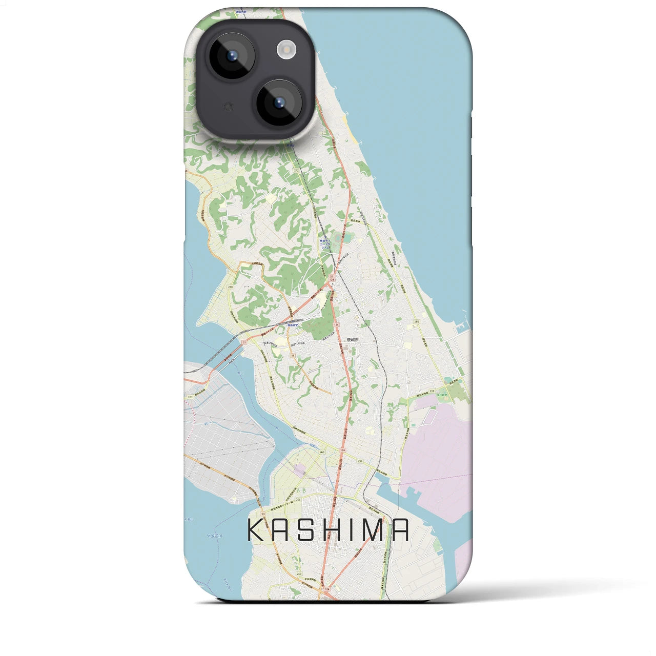 【鹿島】地図柄iPhoneケース（バックカバータイプ・ナチュラル）iPhone 14 Plus 用