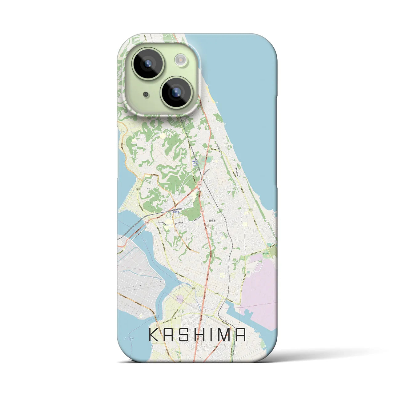 【鹿島】地図柄iPhoneケース（バックカバータイプ・ナチュラル）iPhone 15 用