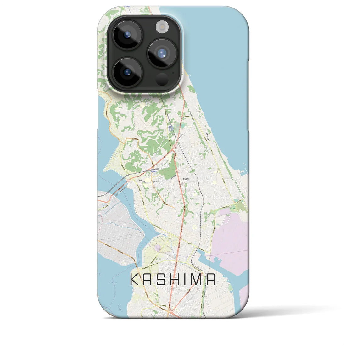 【鹿島】地図柄iPhoneケース（バックカバータイプ・ナチュラル）iPhone 15 Pro Max 用