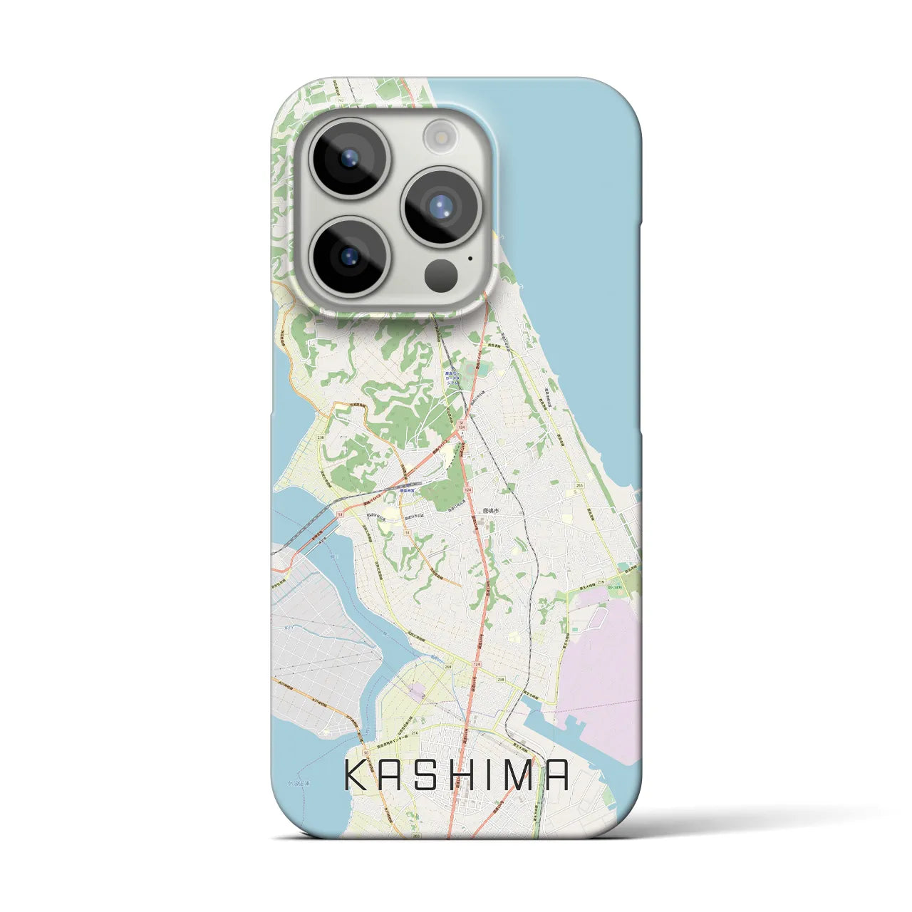 【鹿島】地図柄iPhoneケース（バックカバータイプ・ナチュラル）iPhone 15 Pro 用