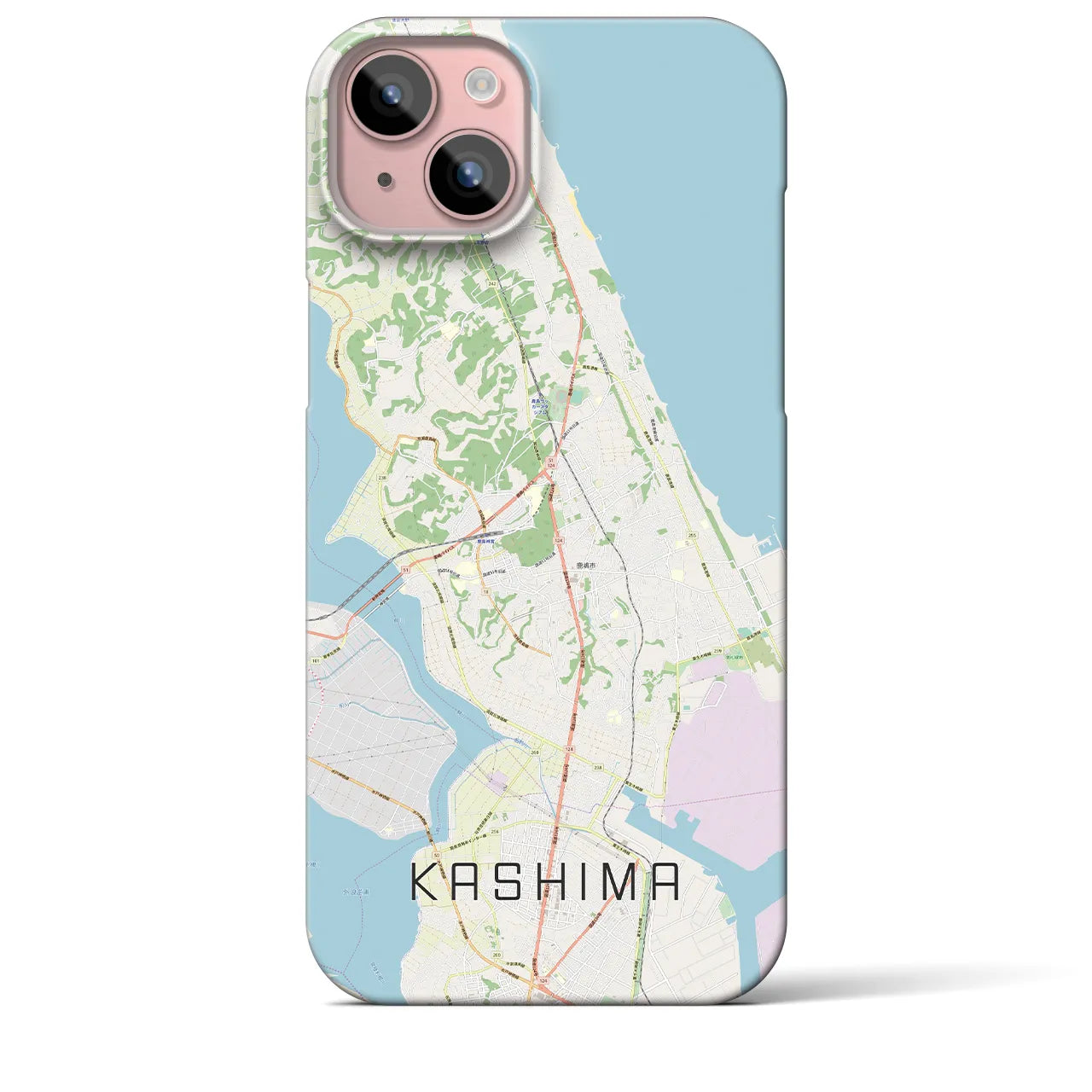 【鹿島】地図柄iPhoneケース（バックカバータイプ・ナチュラル）iPhone 15 Plus 用