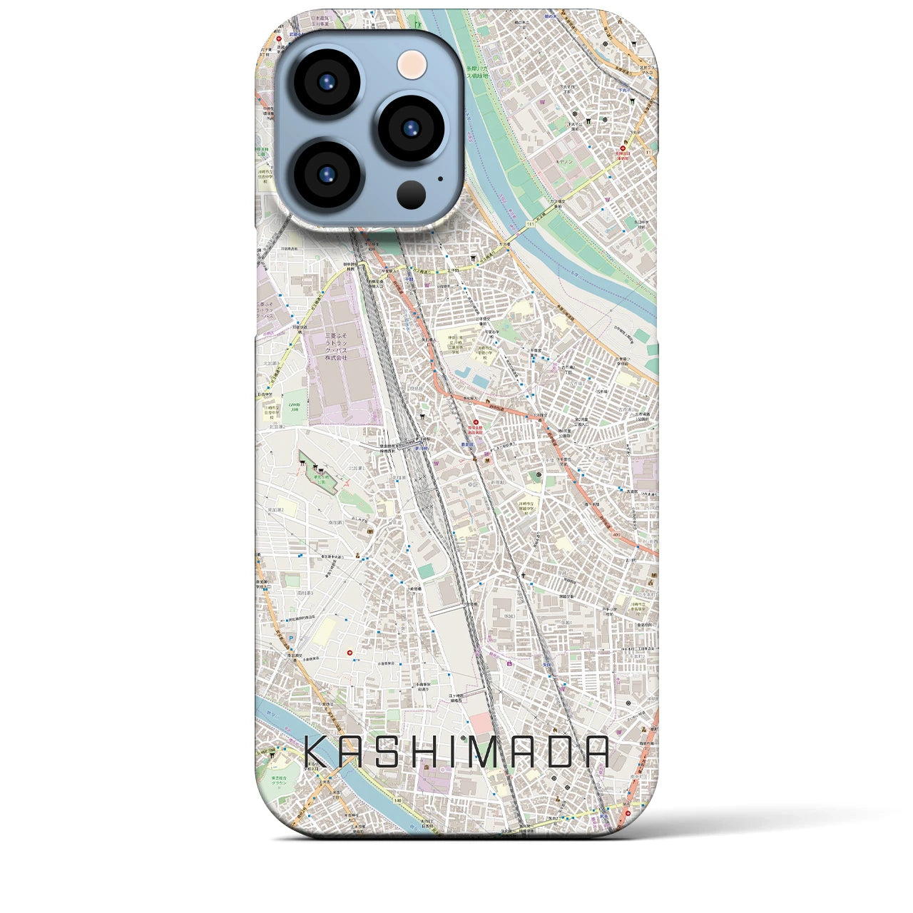 【鹿島田】地図柄iPhoneケース（バックカバータイプ・ナチュラル）iPhone 13 Pro Max 用