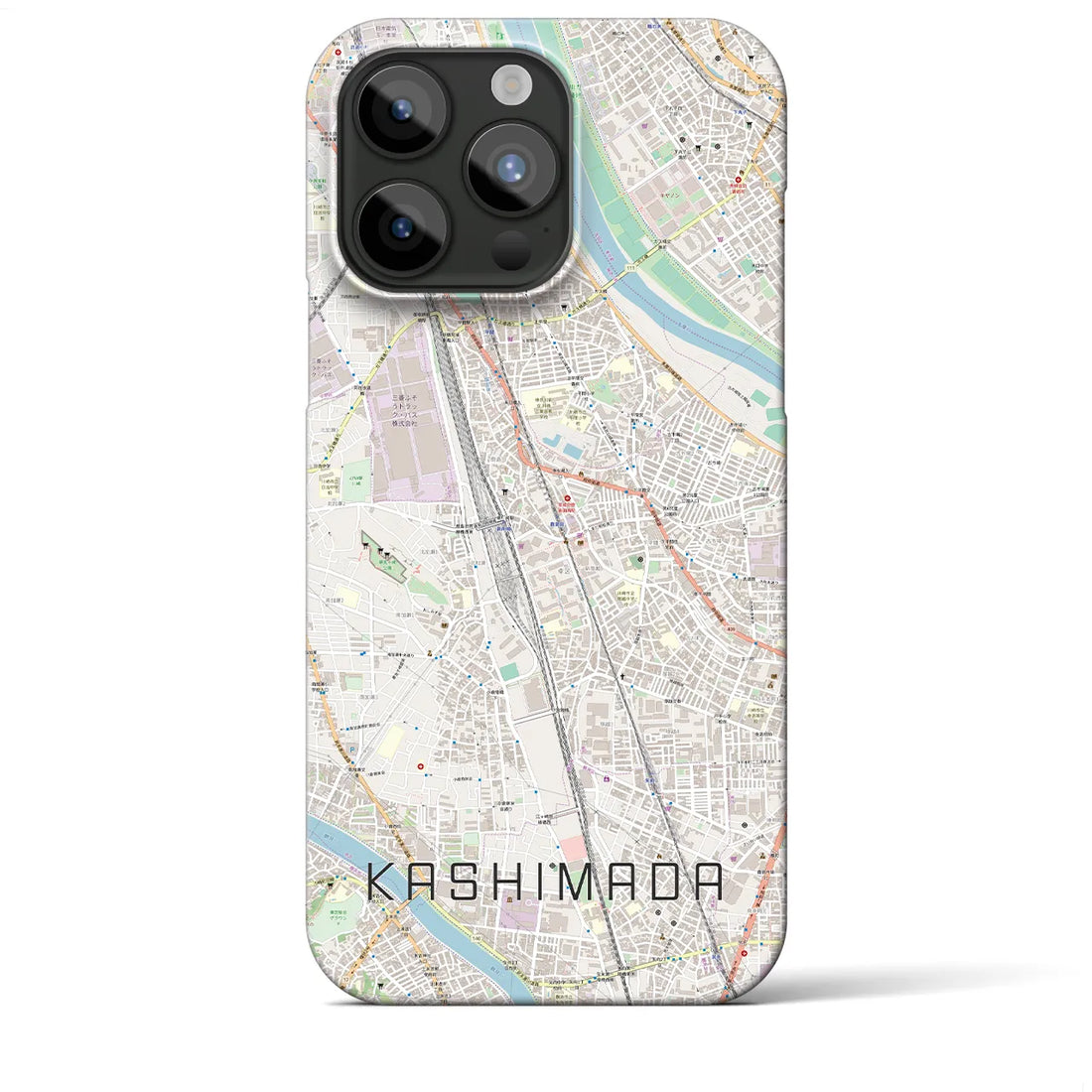 【鹿島田】地図柄iPhoneケース（バックカバータイプ・ナチュラル）iPhone 15 Pro Max 用