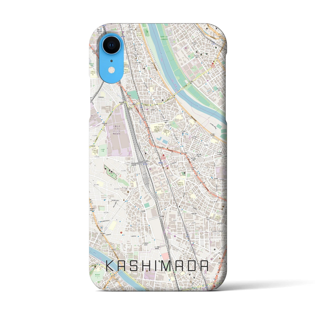 【鹿島田】地図柄iPhoneケース（バックカバータイプ・ナチュラル）iPhone XR 用