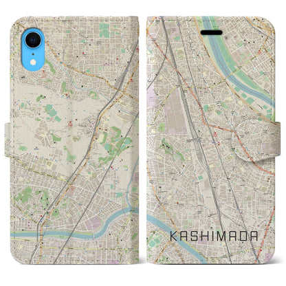 【鹿島田（神奈川県）】地図柄iPhoneケース（手帳タイプ）ナチュラル・iPhone XR 用