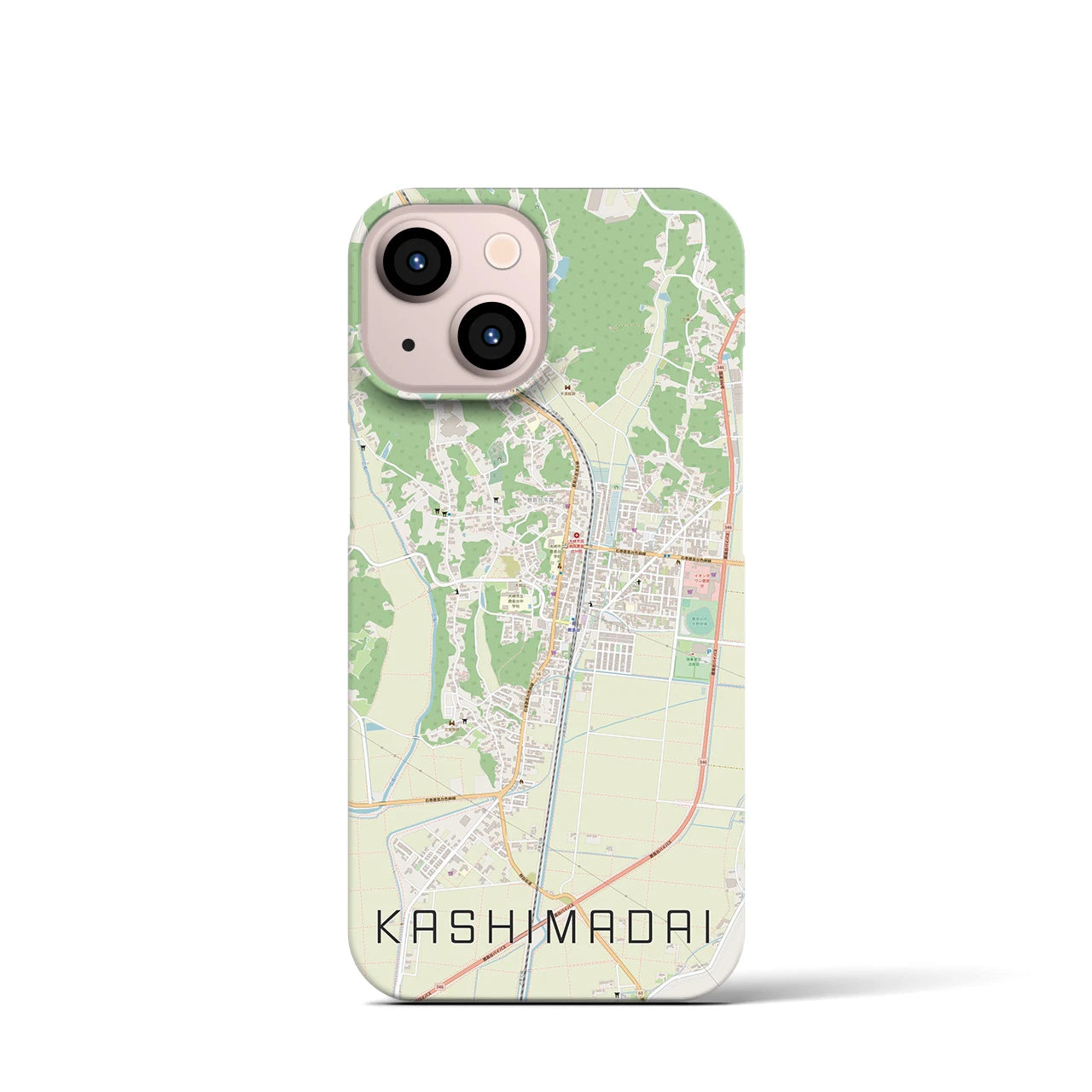 【鹿島台】地図柄iPhoneケース（バックカバータイプ・ナチュラル）iPhone 13 mini 用