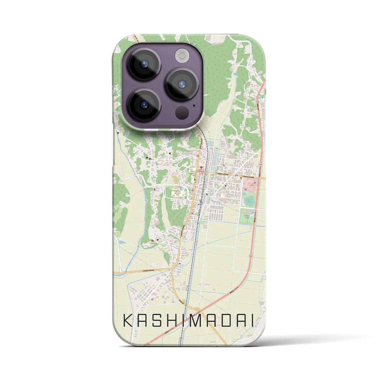 【鹿島台】地図柄iPhoneケース（バックカバータイプ・ナチュラル）iPhone 14 Pro 用