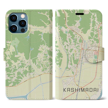 【鹿島台（宮城県）】地図柄iPhoneケース（手帳タイプ）ナチュラル・iPhone 12 / 12 Pro 用
