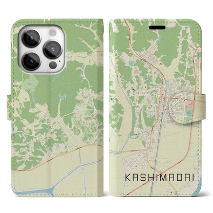 【鹿島台（宮城県）】地図柄iPhoneケース（手帳タイプ）ナチュラル・iPhone 14 Pro 用