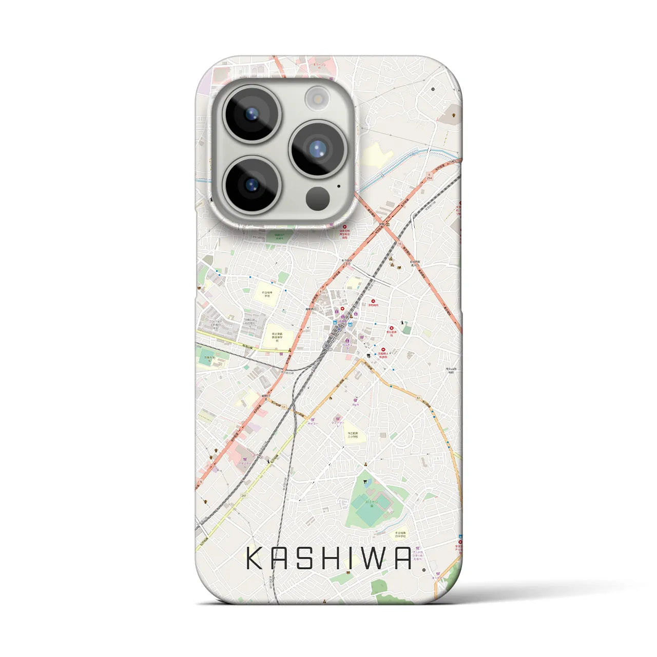 【柏】地図柄iPhoneケース（バックカバータイプ・ナチュラル）iPhone 15 Pro 用