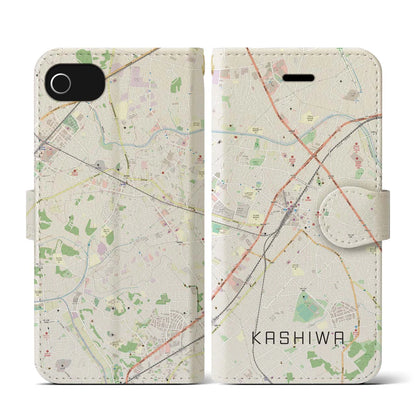 【柏（千葉県）】地図柄iPhoneケース（手帳タイプ）ナチュラル・iPhone SE（第3 / 第2世代） / 8 / 7 / 6s / 6 用