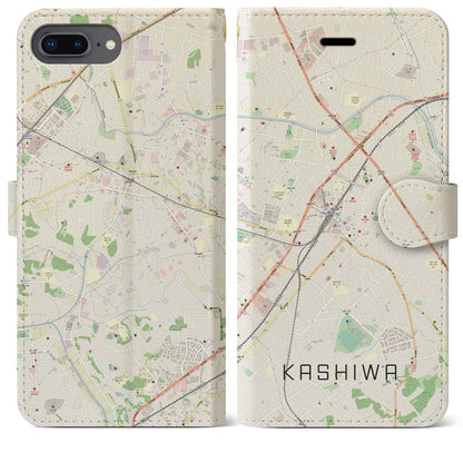 【柏（千葉県）】地図柄iPhoneケース（手帳タイプ）ナチュラル・iPhone 8Plus /7Plus / 6sPlus / 6Plus 用