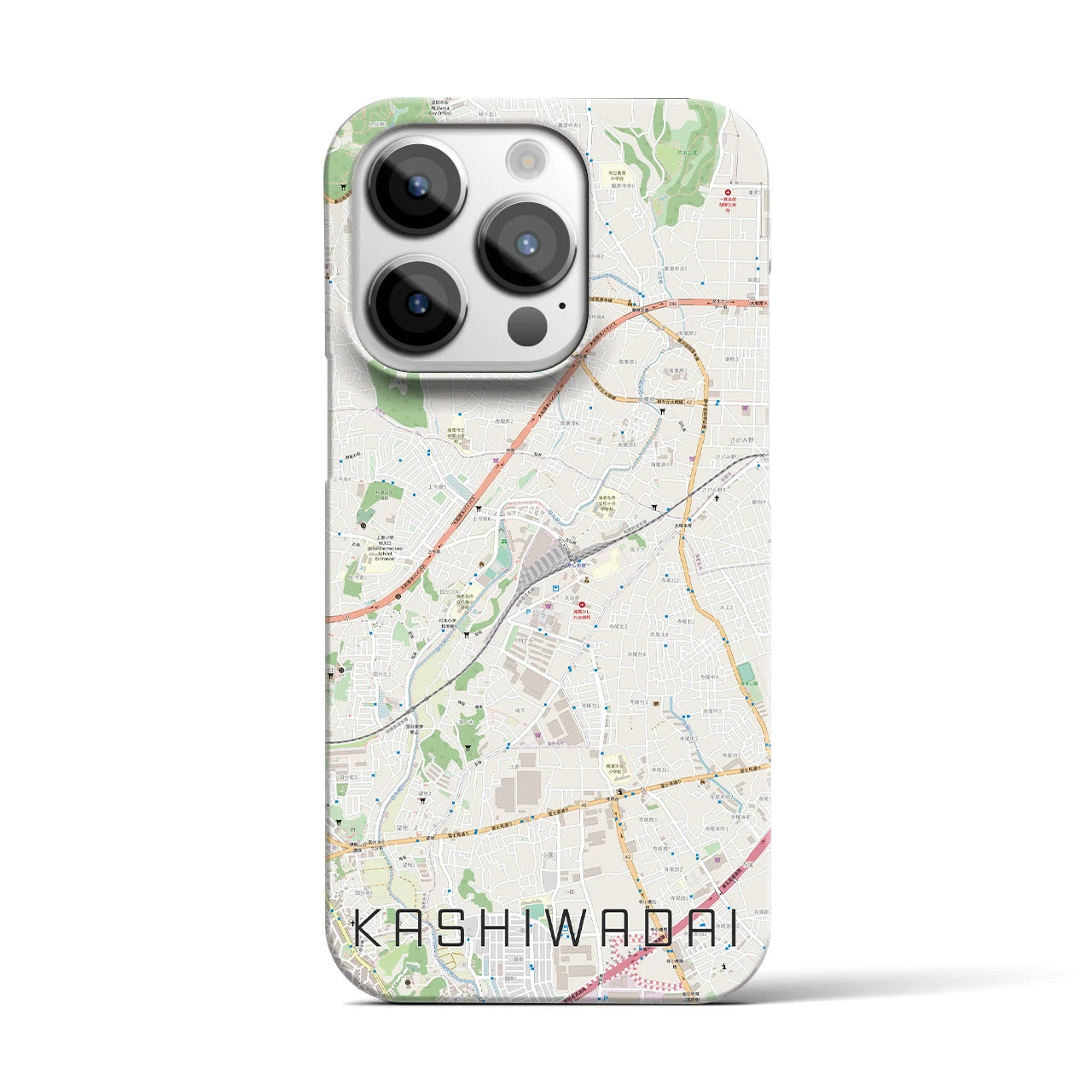 【かしわ台】地図柄iPhoneケース（バックカバータイプ・ナチュラル）iPhone 14 Pro 用