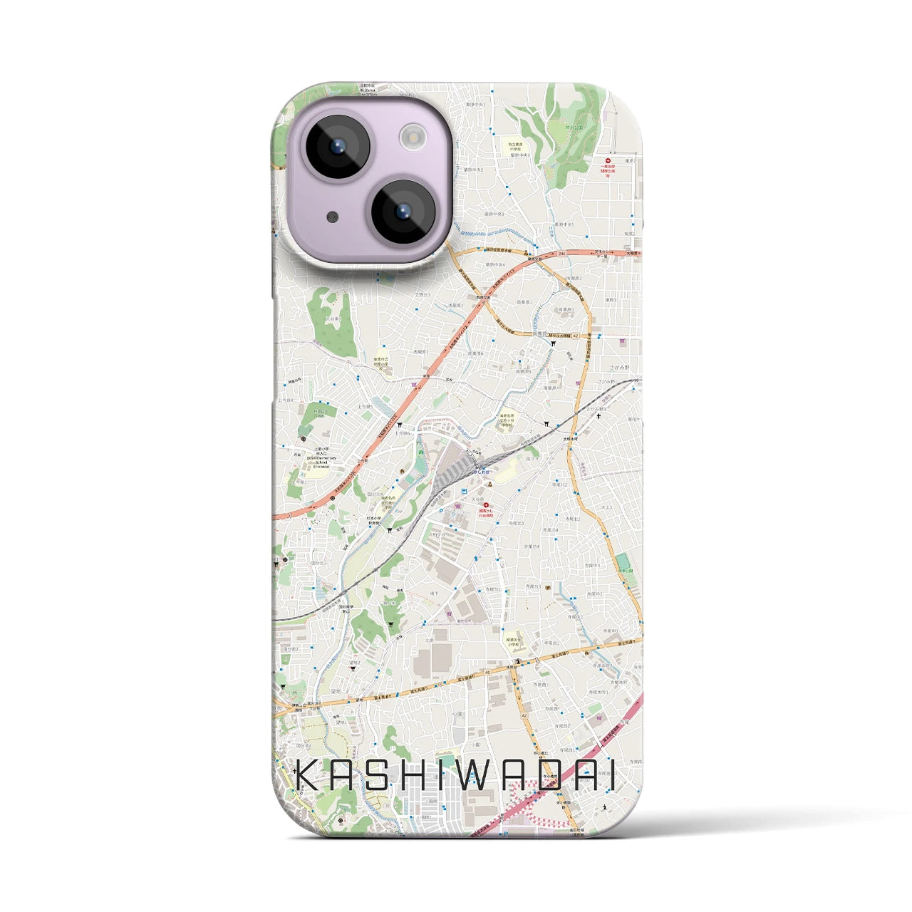 【かしわ台】地図柄iPhoneケース（バックカバータイプ・ナチュラル）iPhone 14 用