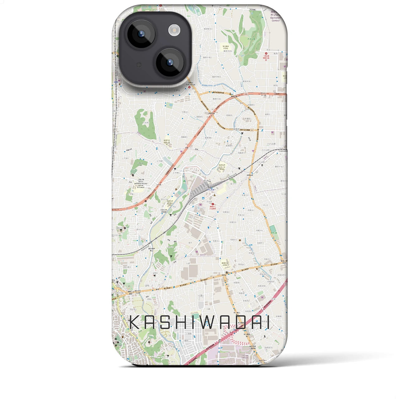 【かしわ台】地図柄iPhoneケース（バックカバータイプ・ナチュラル）iPhone 14 Plus 用
