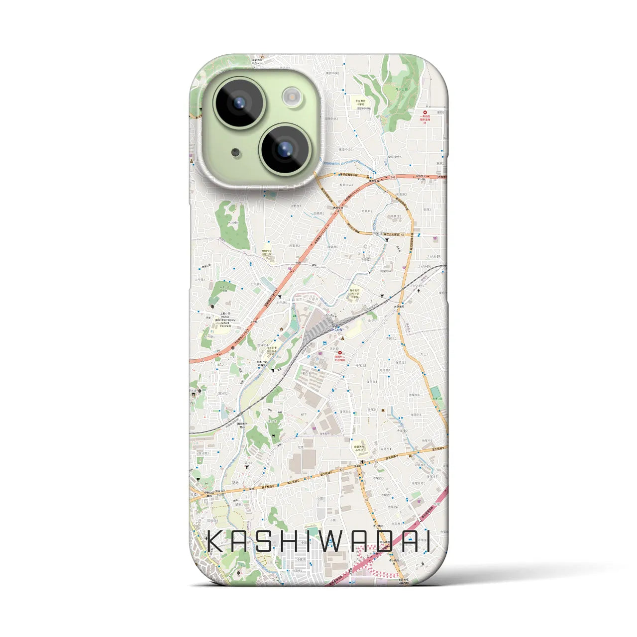 【かしわ台】地図柄iPhoneケース（バックカバータイプ・ナチュラル）iPhone 15 用