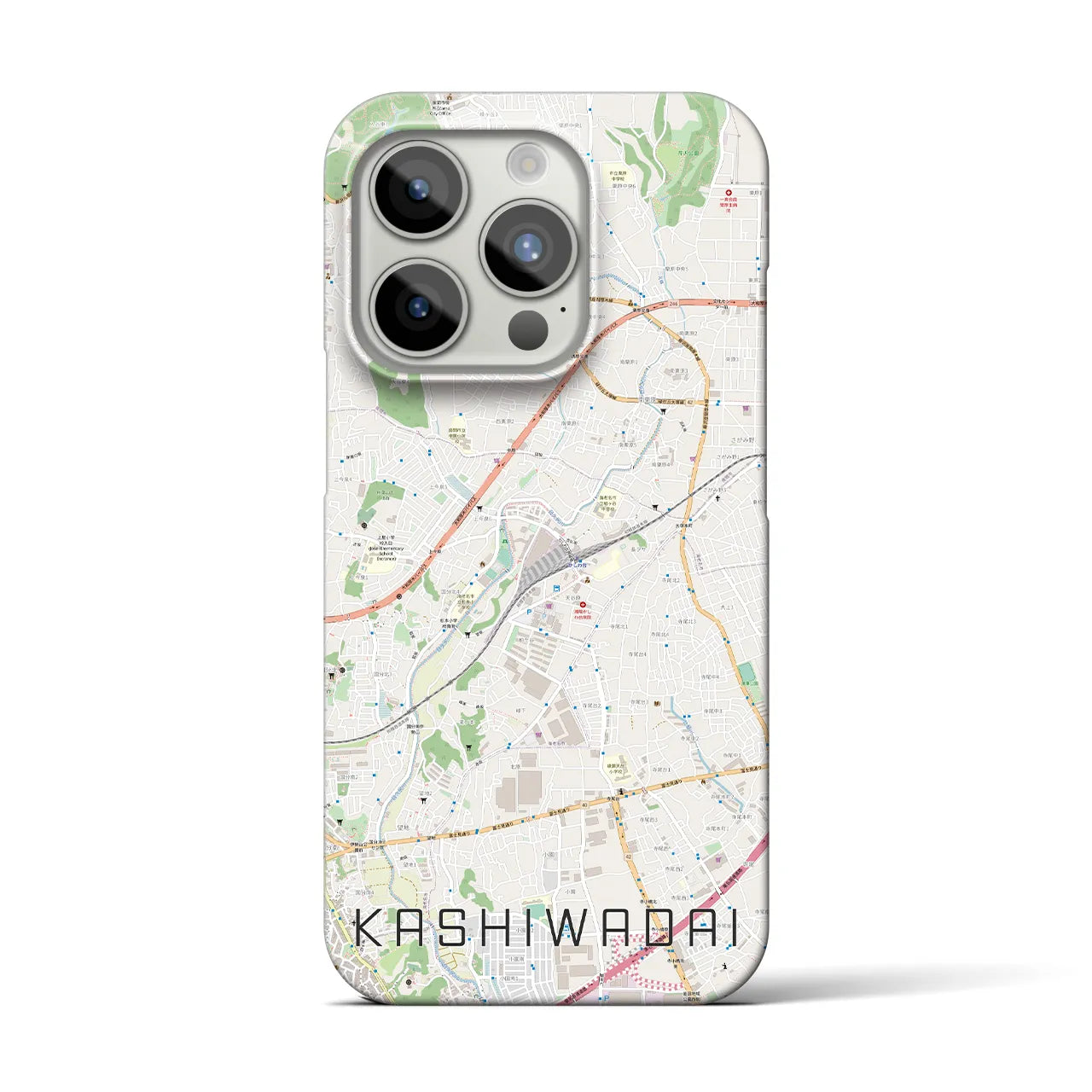 【かしわ台】地図柄iPhoneケース（バックカバータイプ・ナチュラル）iPhone 15 Pro 用