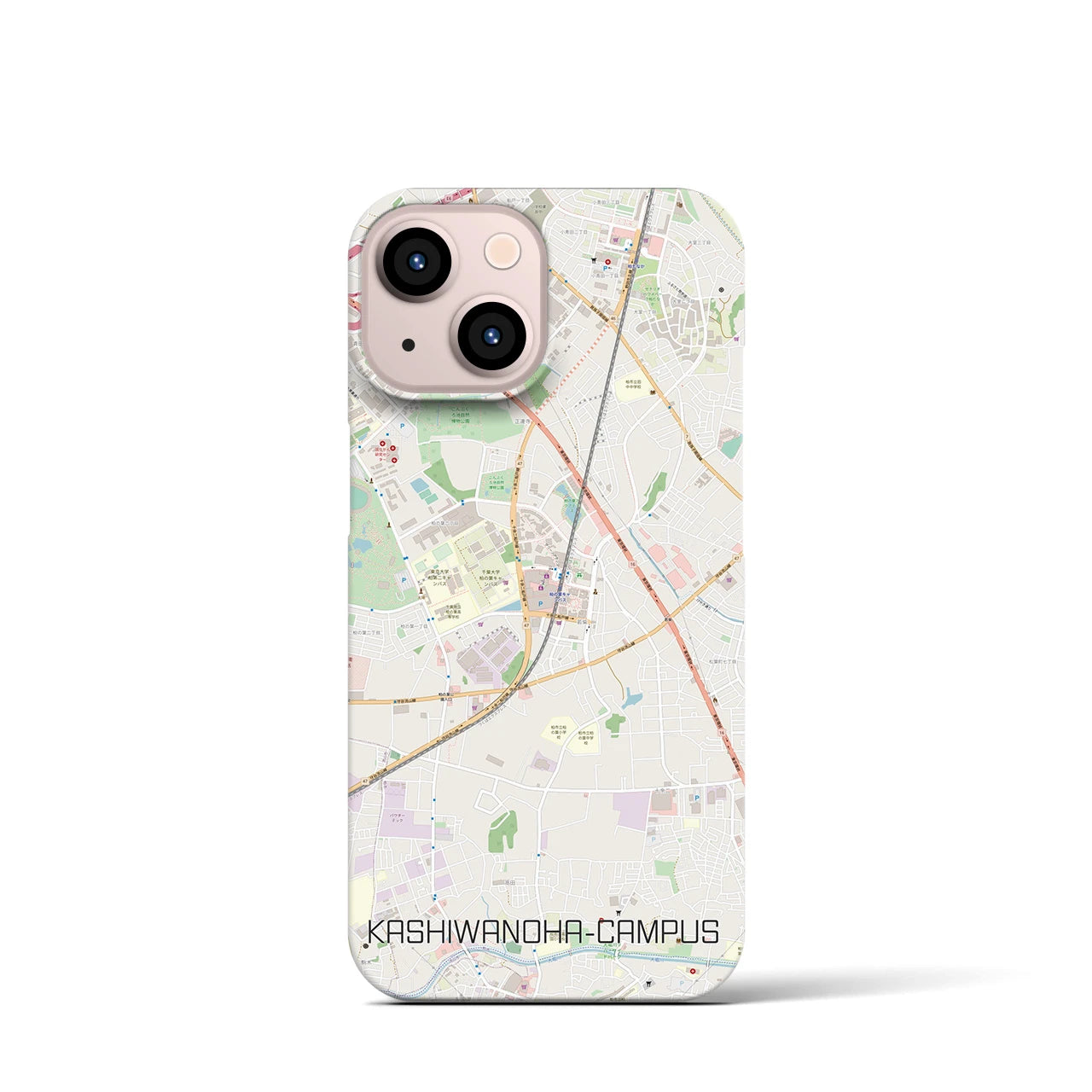 【柏の葉キャンパス】地図柄iPhoneケース（バックカバータイプ・ナチュラル）iPhone 13 mini 用