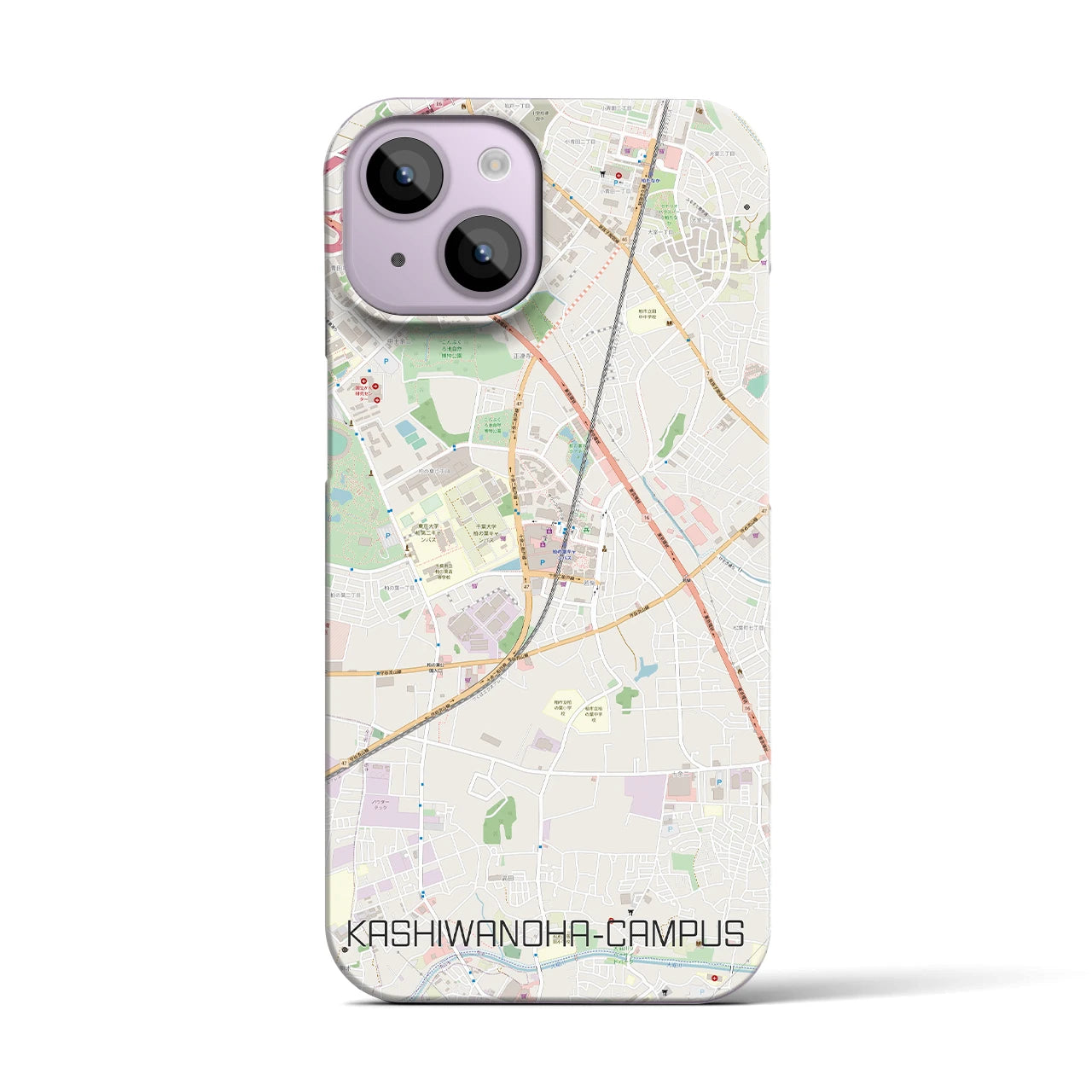 【柏の葉キャンパス】地図柄iPhoneケース（バックカバータイプ・ナチュラル）iPhone 14 用