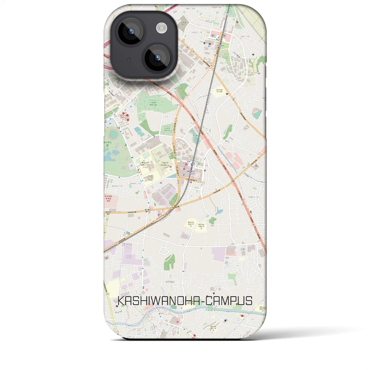 【柏の葉キャンパス】地図柄iPhoneケース（バックカバータイプ・ナチュラル）iPhone 14 Plus 用