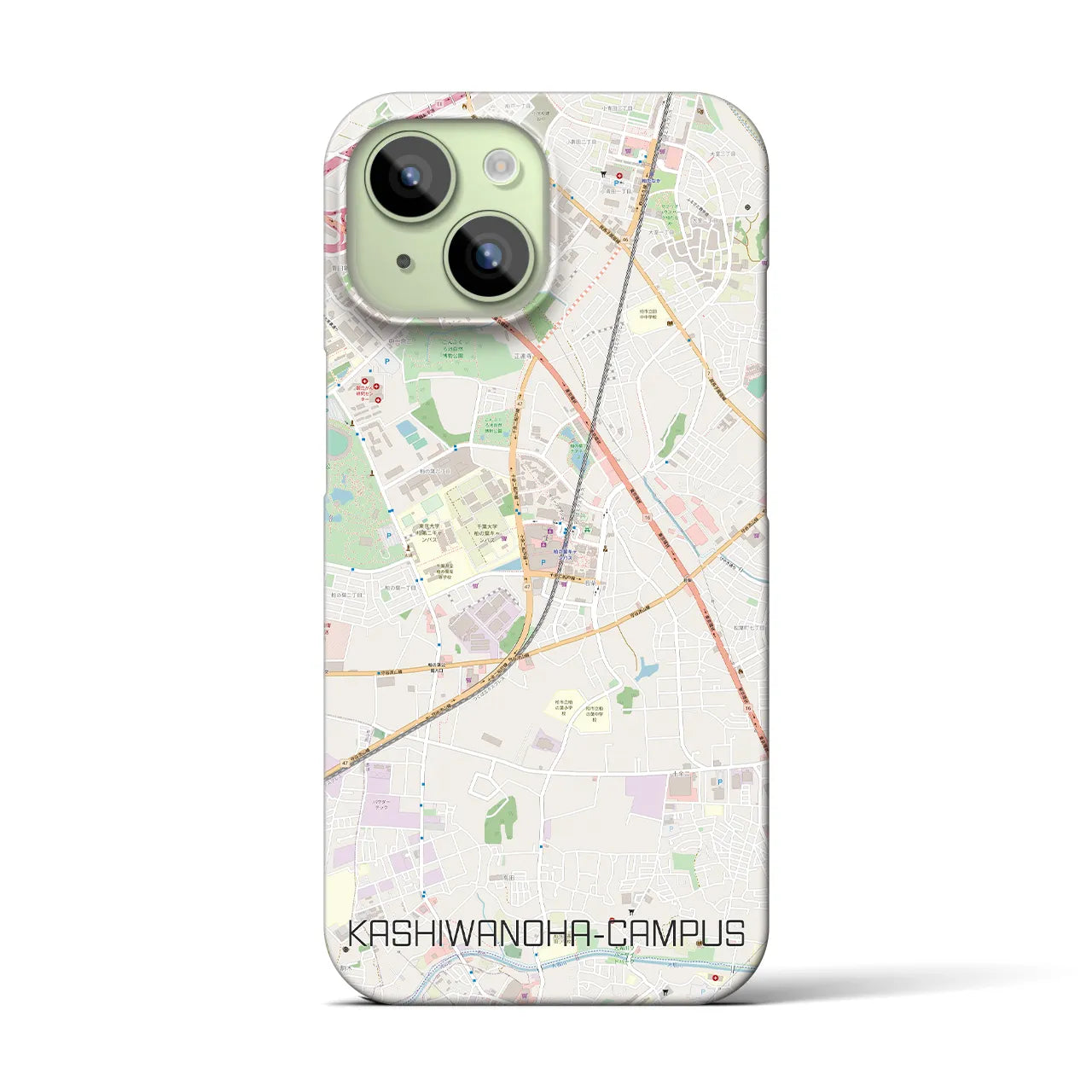 【柏の葉キャンパス】地図柄iPhoneケース（バックカバータイプ・ナチュラル）iPhone 15 用