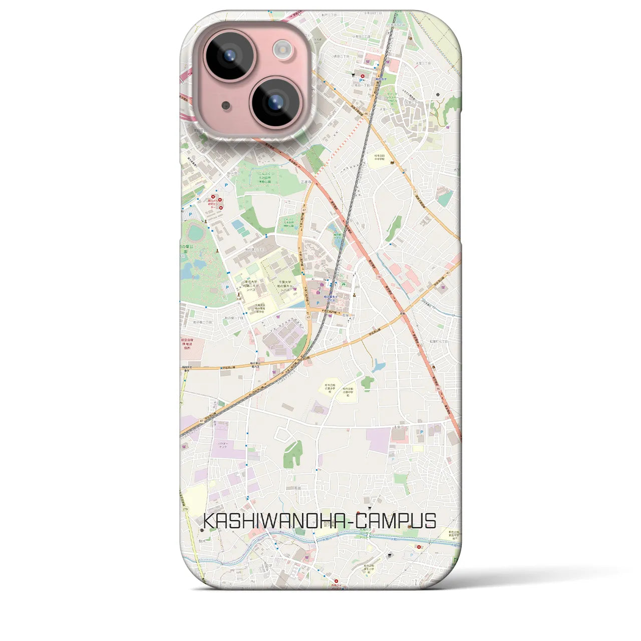 【柏の葉キャンパス】地図柄iPhoneケース（バックカバータイプ・ナチュラル）iPhone 15 Plus 用