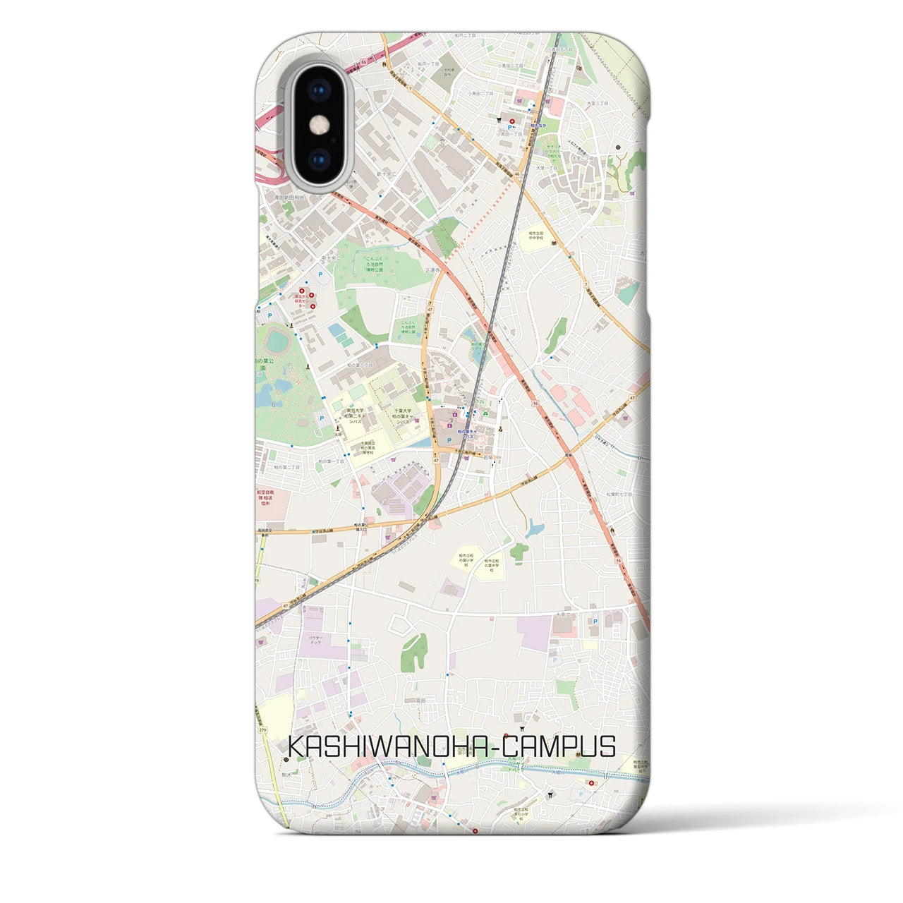【柏の葉キャンパス】地図柄iPhoneケース（バックカバータイプ・ナチュラル）iPhone XS Max 用