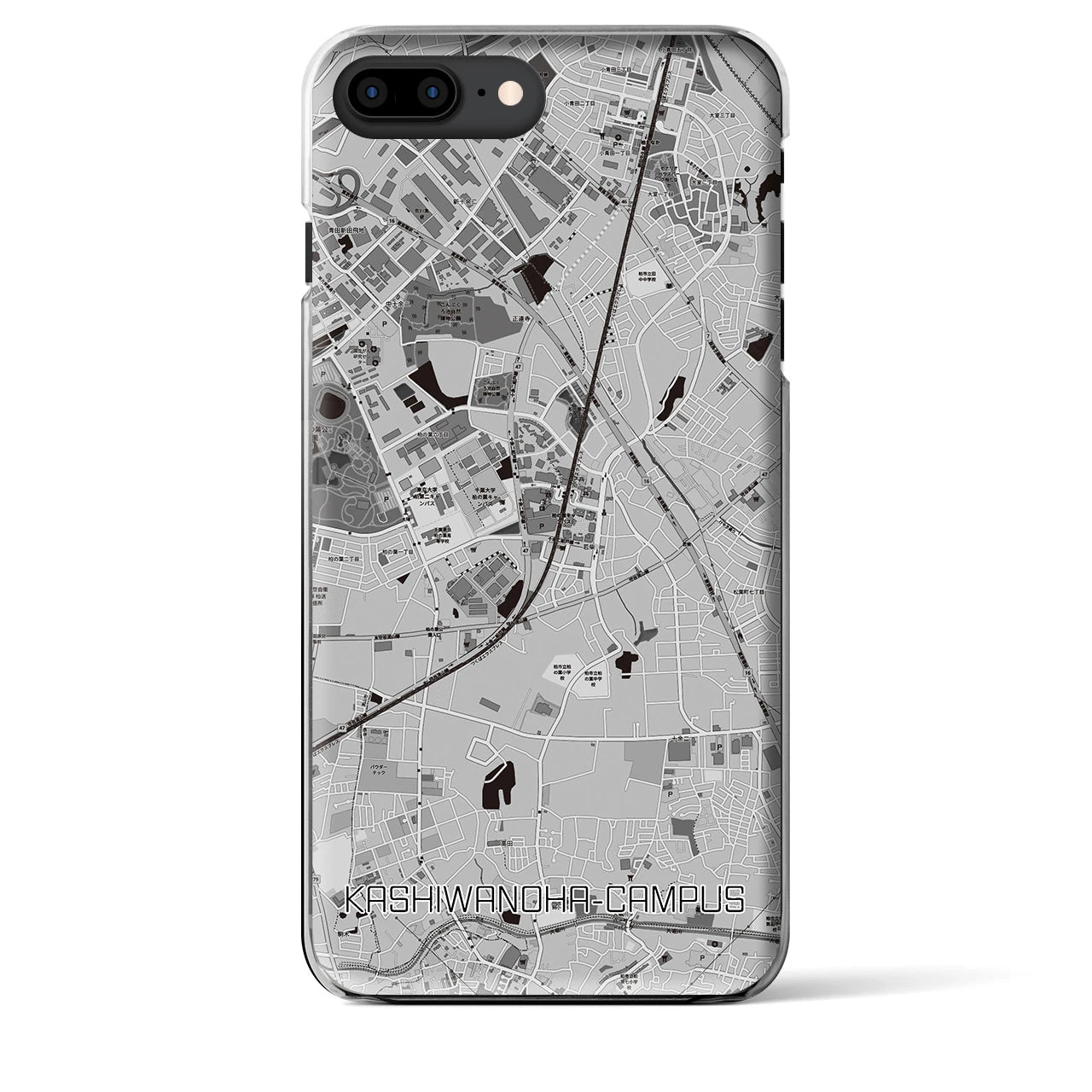 【柏の葉キャンパス】地図柄iPhoneケース（クリアタイプ・モノトーン）iPhone 8Plus /7Plus / 6sPlus / 6Plus 用
