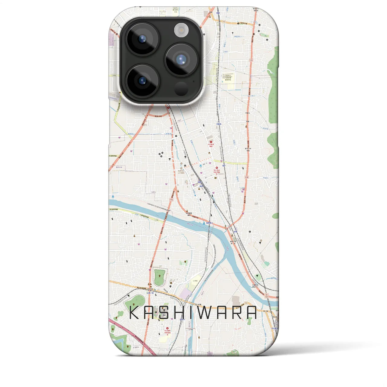 【柏原】地図柄iPhoneケース（バックカバータイプ・ナチュラル）iPhone 15 Pro Max 用