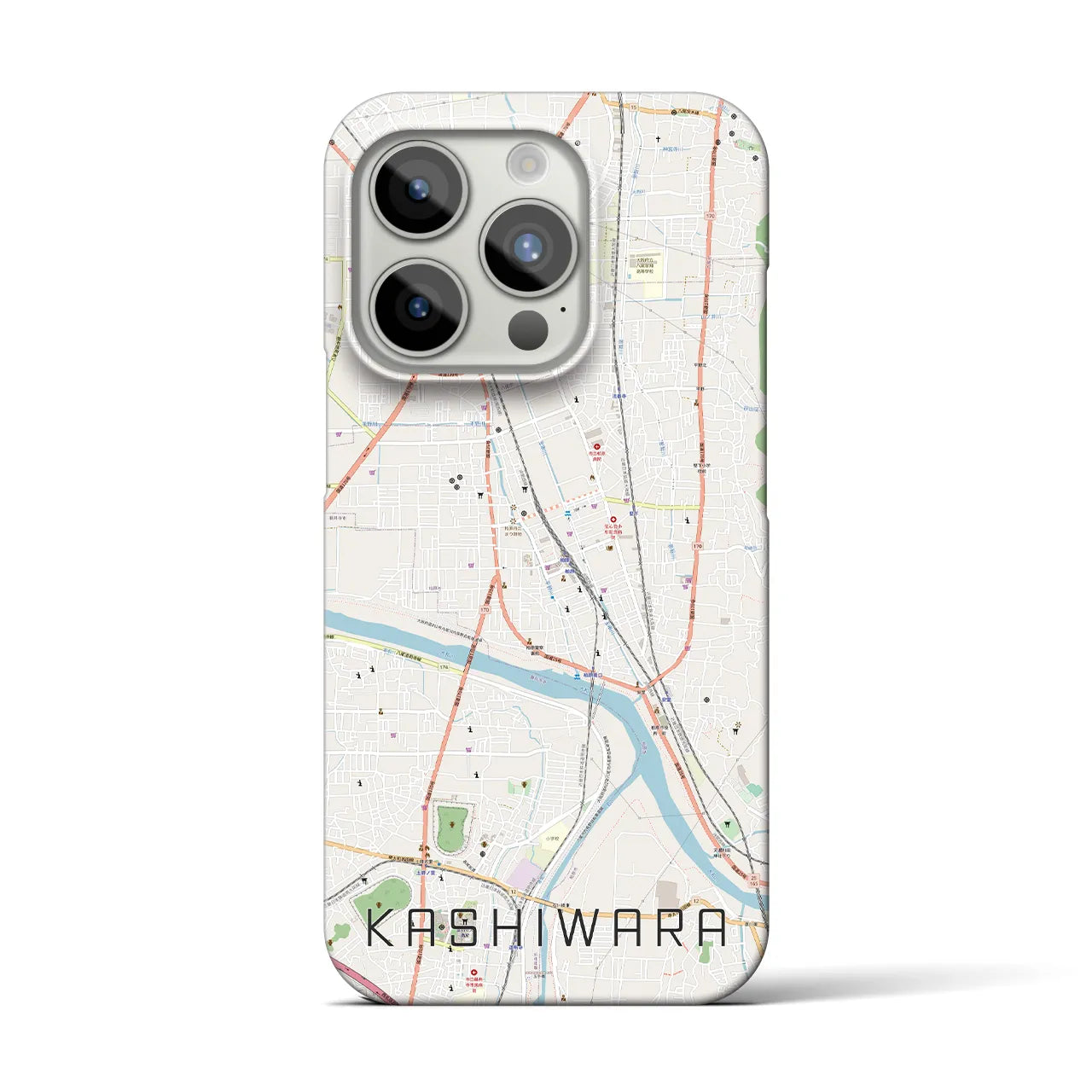 【柏原】地図柄iPhoneケース（バックカバータイプ・ナチュラル）iPhone 15 Pro 用