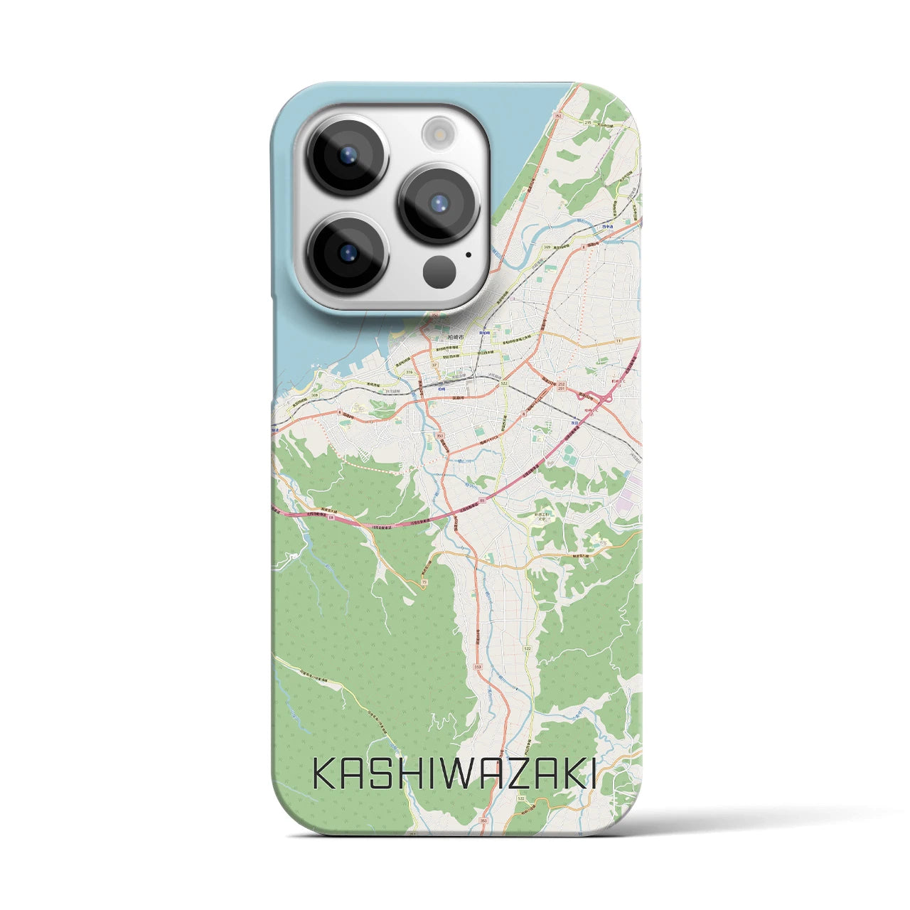 【柏崎】地図柄iPhoneケース（バックカバータイプ・ナチュラル）iPhone 14 Pro 用