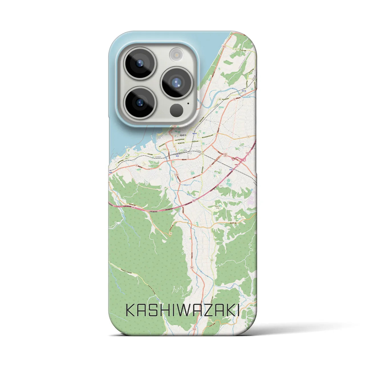 【柏崎】地図柄iPhoneケース（バックカバータイプ・ナチュラル）iPhone 15 Pro 用