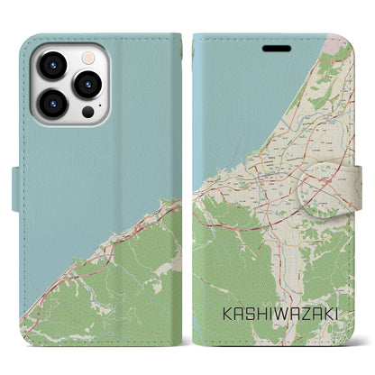 【柏崎（新潟県）】地図柄iPhoneケース（手帳タイプ）ナチュラル・iPhone 13 Pro 用