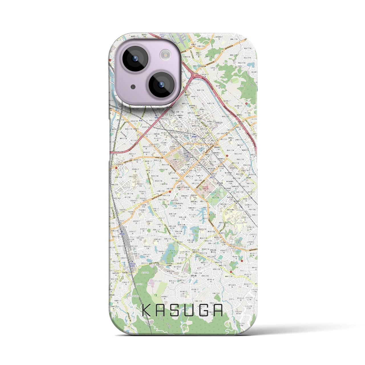 【春日】地図柄iPhoneケース（バックカバータイプ・ナチュラル）iPhone 14 用