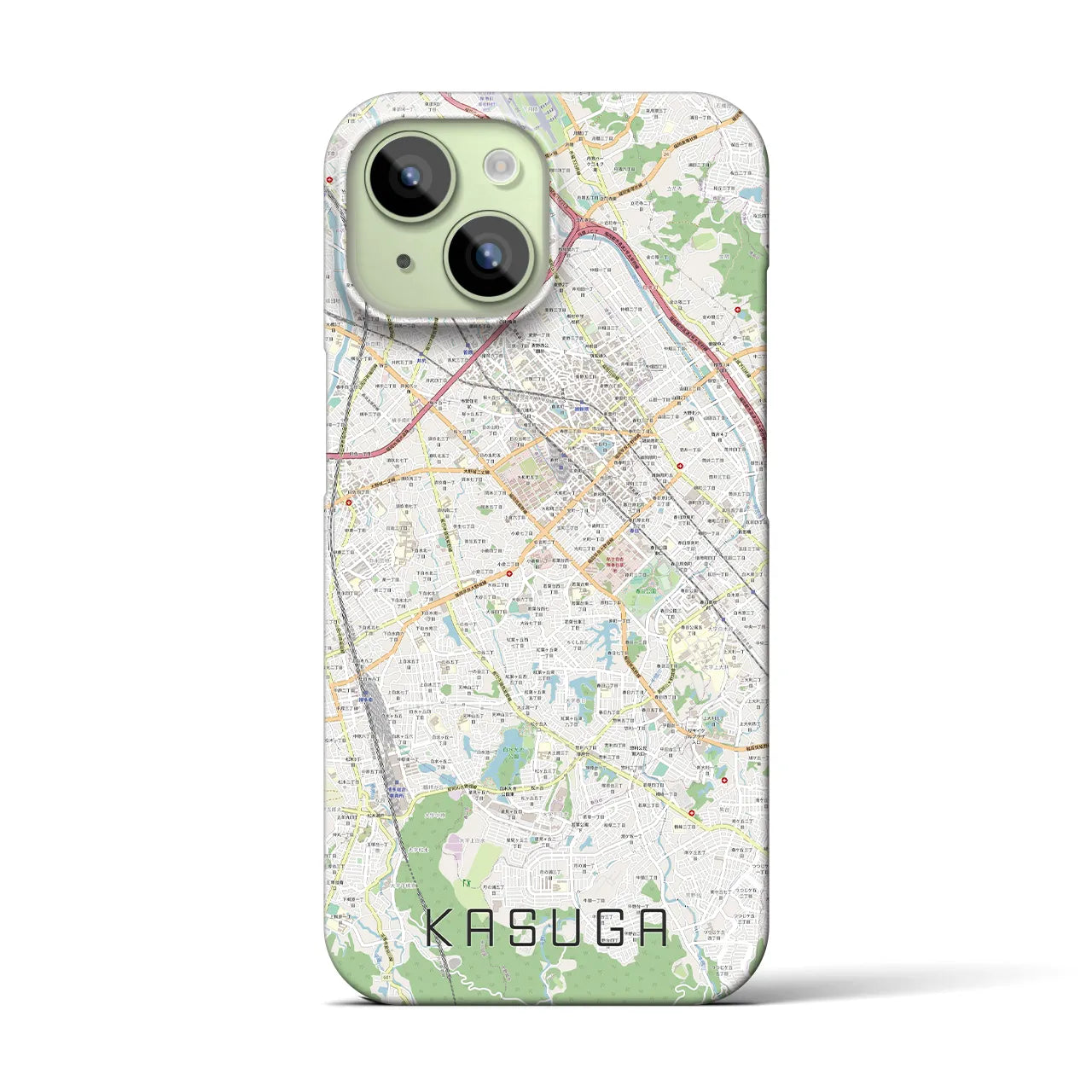 【春日】地図柄iPhoneケース（バックカバータイプ・ナチュラル）iPhone 15 用