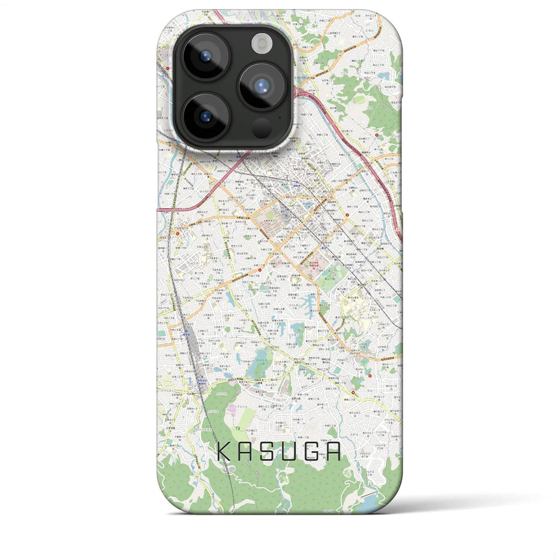 【春日】地図柄iPhoneケース（バックカバータイプ・ナチュラル）iPhone 15 Pro Max 用