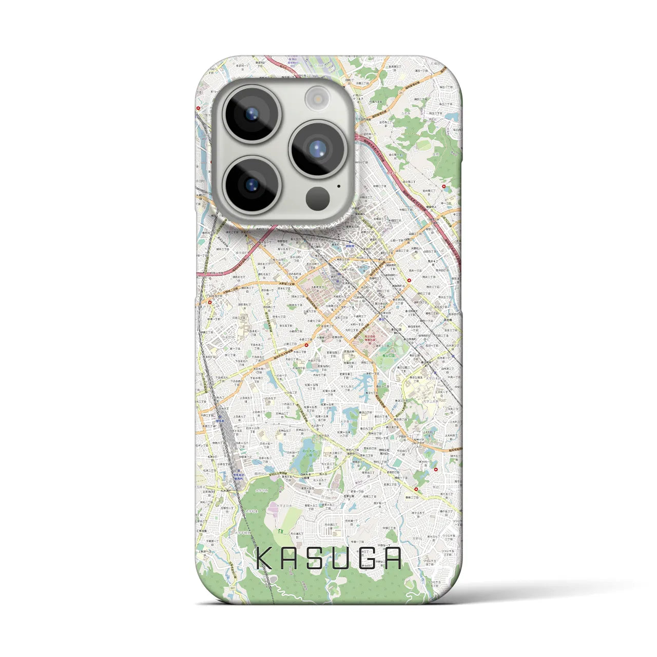 【春日】地図柄iPhoneケース（バックカバータイプ・ナチュラル）iPhone 15 Pro 用