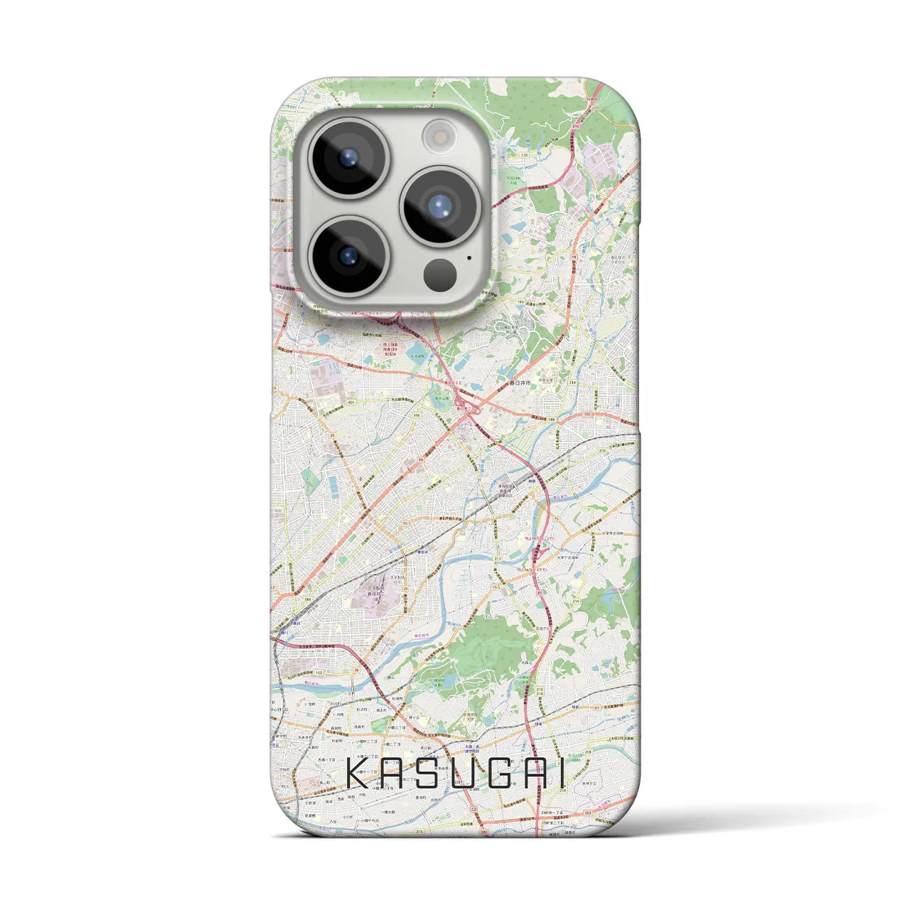 【春日井】地図柄iPhoneケース（バックカバータイプ・ナチュラル）iPhone 15 Pro 用