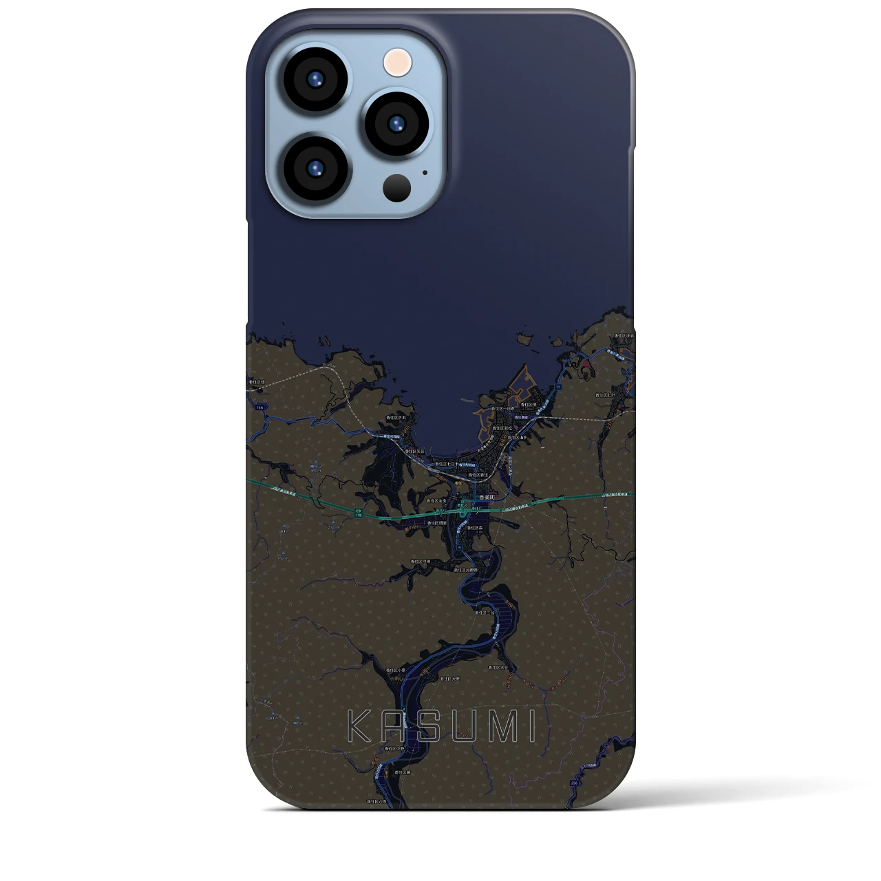 【香住】地図柄iPhoneケース（バックカバータイプ・ブラック）iPhone 13 Pro Max 用